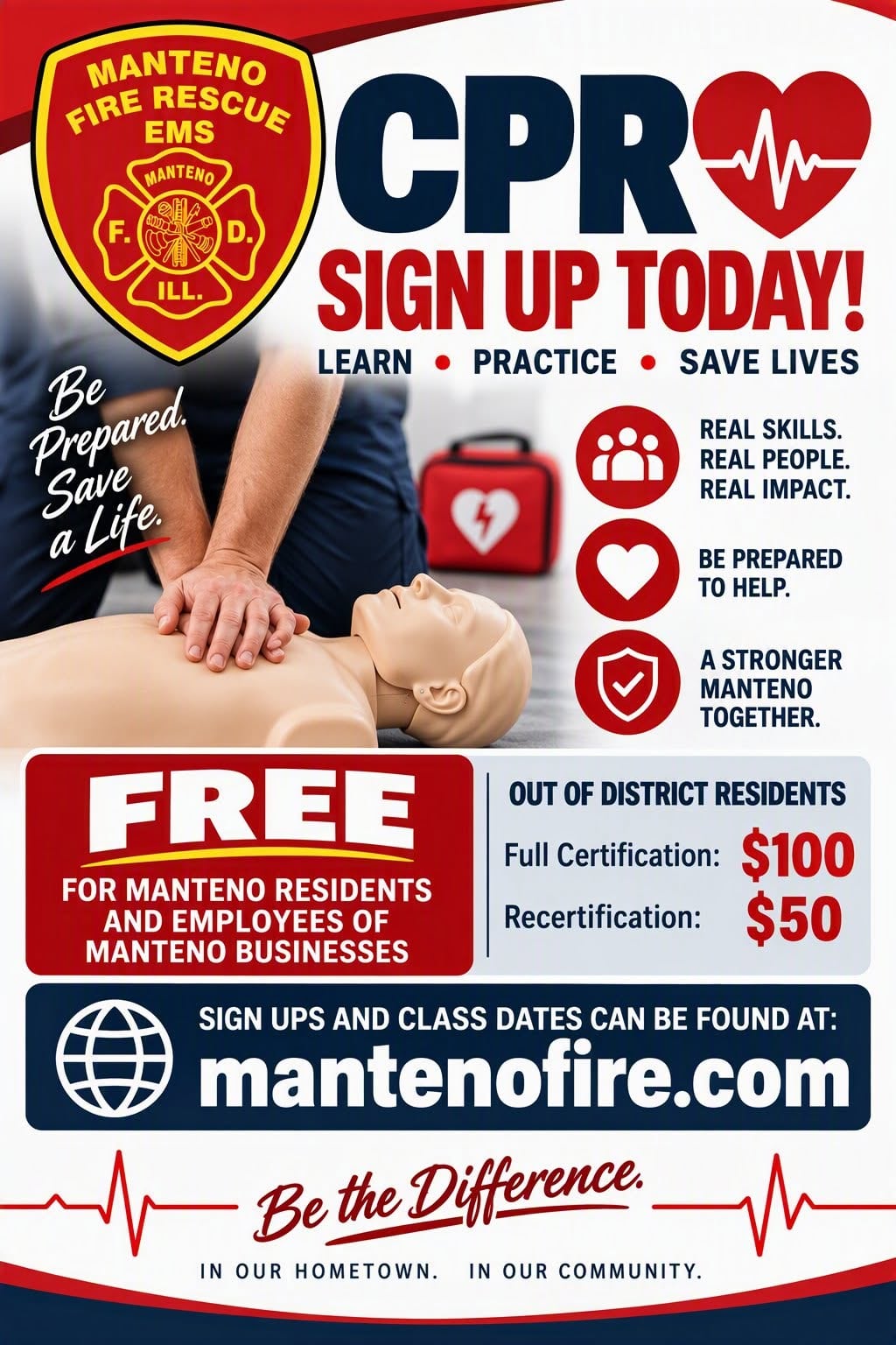 Manteno fire offers free CPR classes to residents, local workers — Wheaton Business news